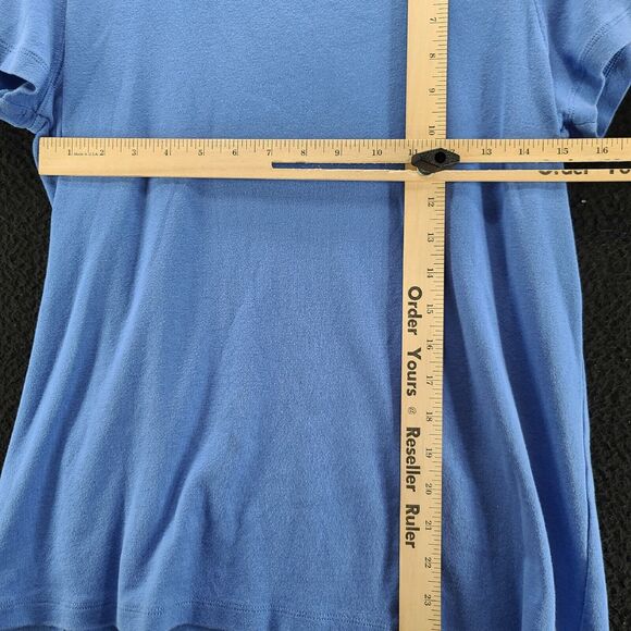 St. John's Bay Womens Top Blue Size Medium 100% Cotton Short Sleeve Pullover - Picture 3 of 12